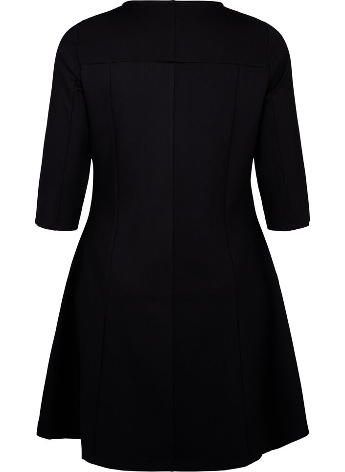 A-shaped dress with 3/4 sleeves, Black, Packshot image number 1
