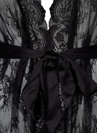 Short lace dressing gown, Black, Packshot image number 2
