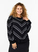 Knitted jumper with a round neck and shimmer, Black w.S.L.Stripes, Model image number 0