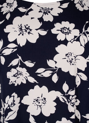 FLASH - Short sleeve viscose blouse with print, N. Sky White Flower, Packshot image number 2
