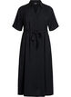 Midi shirt dress with tie belt, Black, Packshot image number 0