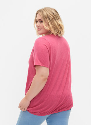 Melange t-shirt with elasticated edge, Beetroot Purple Mél, Model image number 1