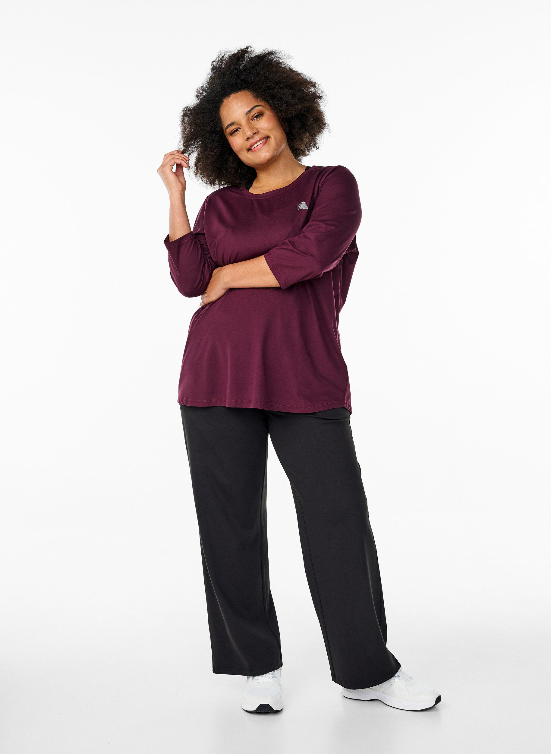 ZizzifashionWorkout top with 3/4 sleeves, Red, Model image number 1