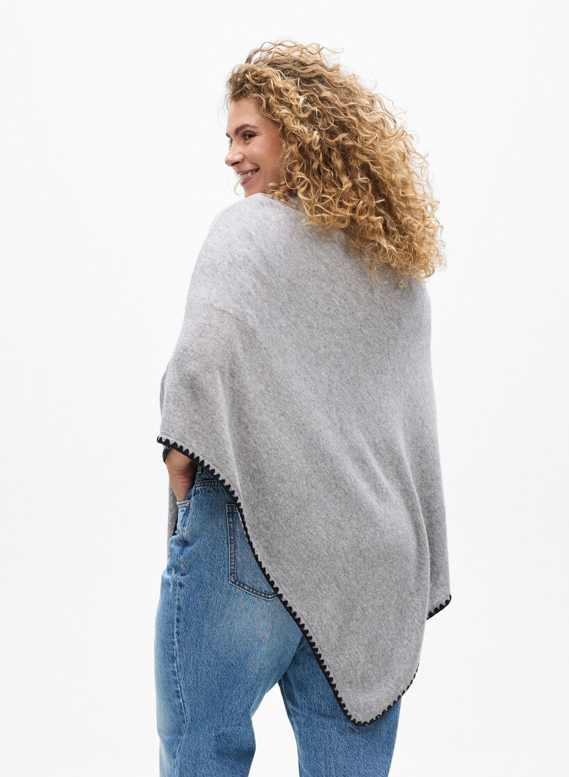 Fine-knit poncho, Grey, Model image number 2
