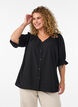 Shirt blouse with 1/2 sleeves, Black, Model image number 0