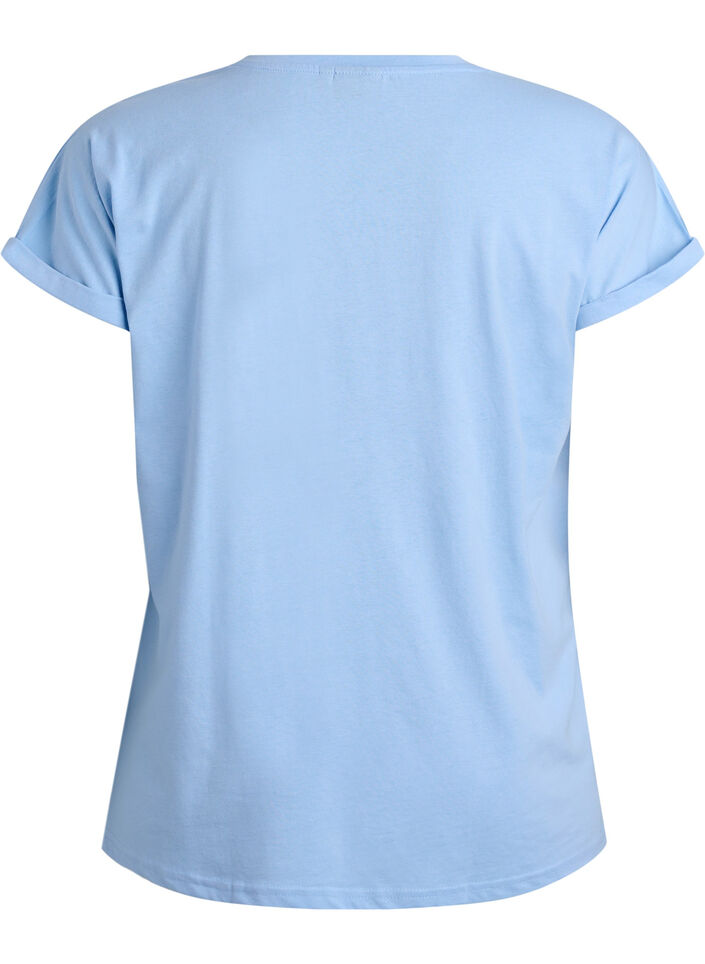 Short-sleeved t-shirt in a cotton blend, Light Blue, Packshot image number 1