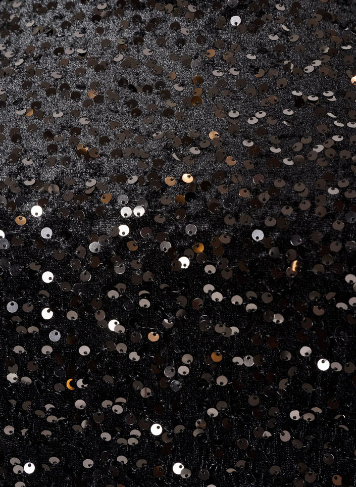Sequin blouse with elbow-length sleeves, Black, Packshot image number 2
