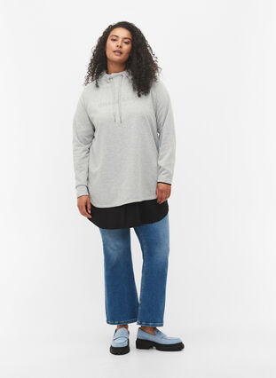 Sweatshirt with high collar, Light Grey Melange, Model image number 2
