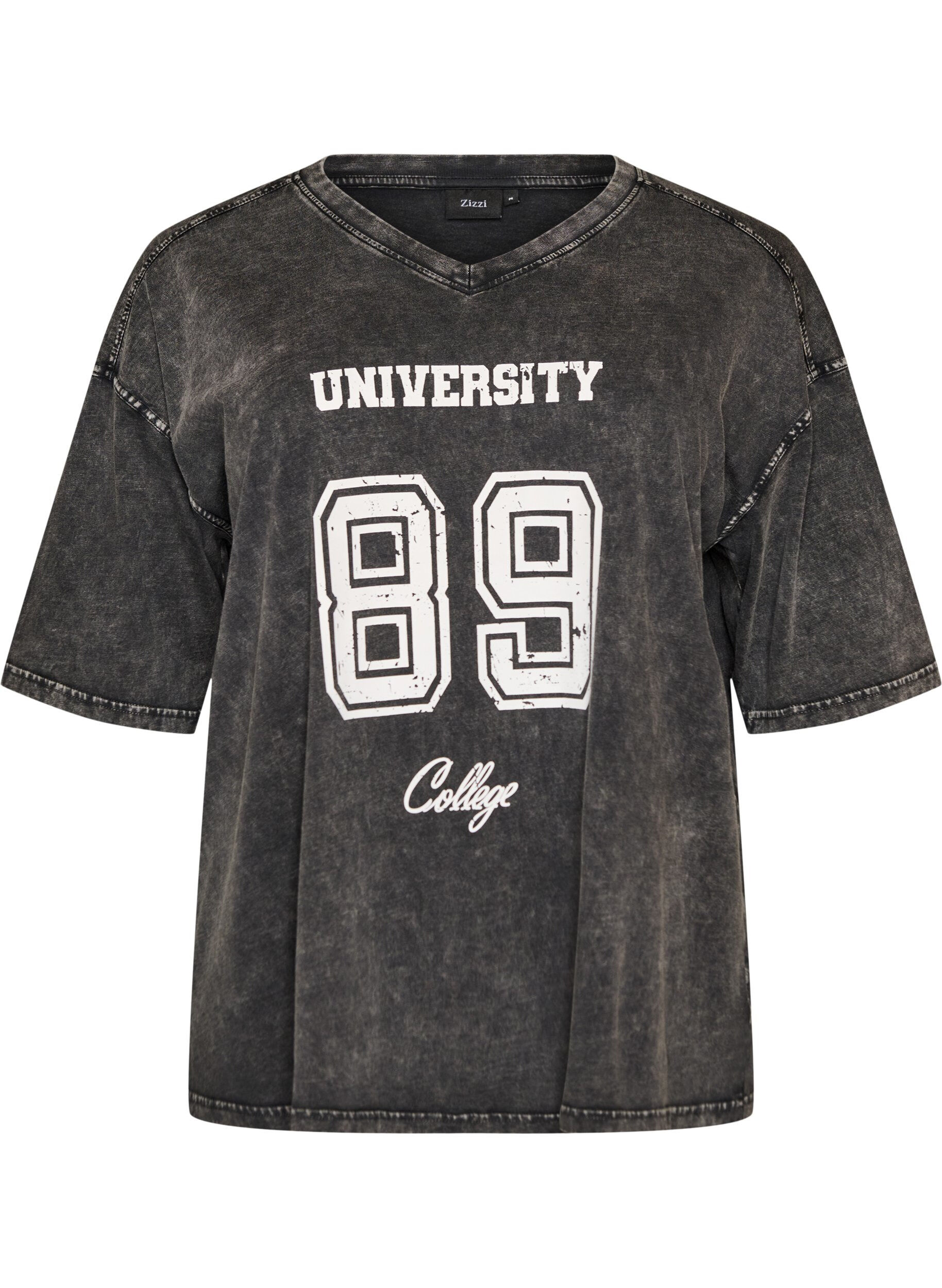 ZizzifashionOversized T-shirt in organic cotton with a college print, Black, Packshot image number 0
