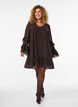 Short dress with sheer ruffle sleeves, Brown, Model image number 1