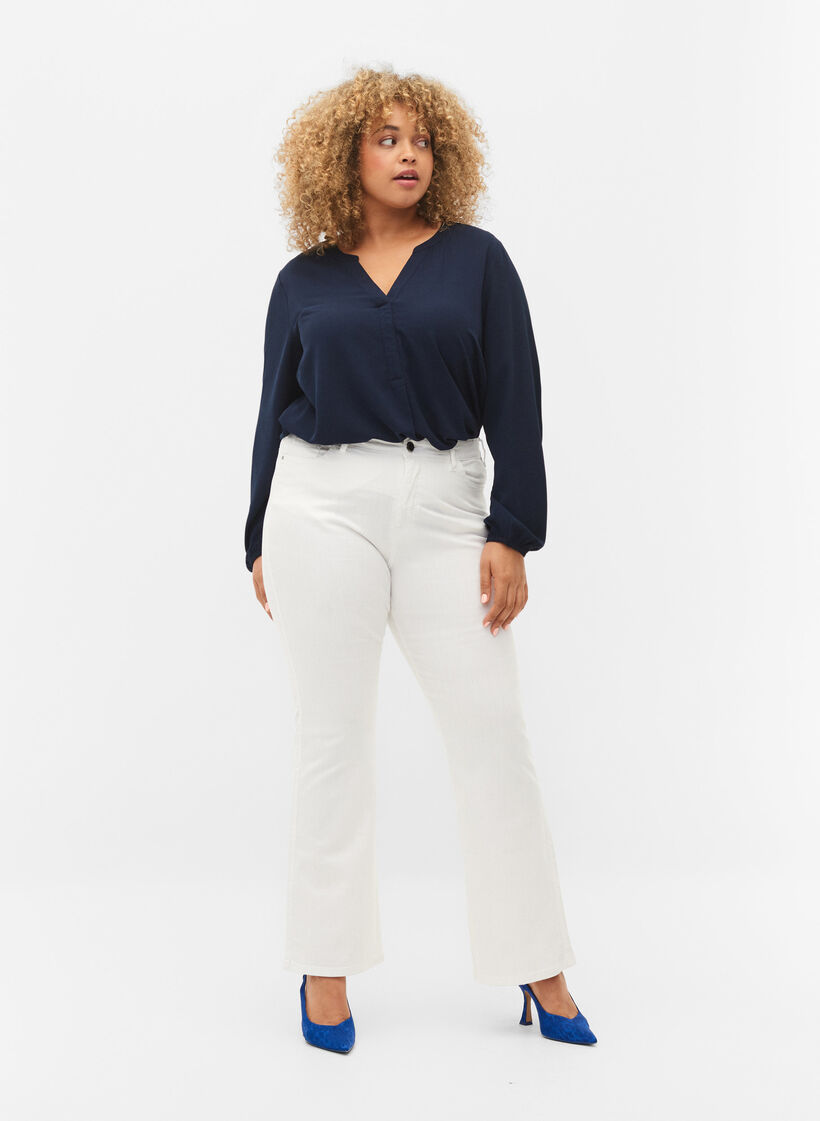 High-waisted Ellen bootcut jeans, White, Model image number 0