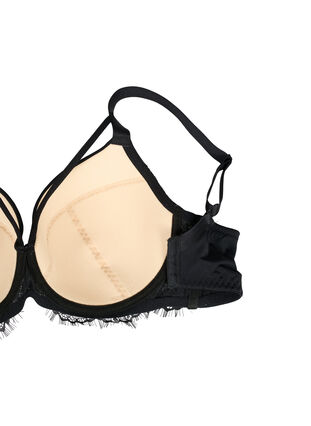 Padded bra with lace and string, Black, Packshot image number 3