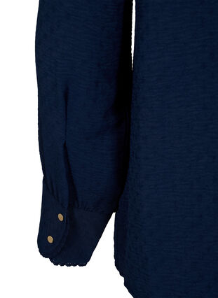 Long-sleeved blouse with texture, Navy Blazer, Packshot image number 3