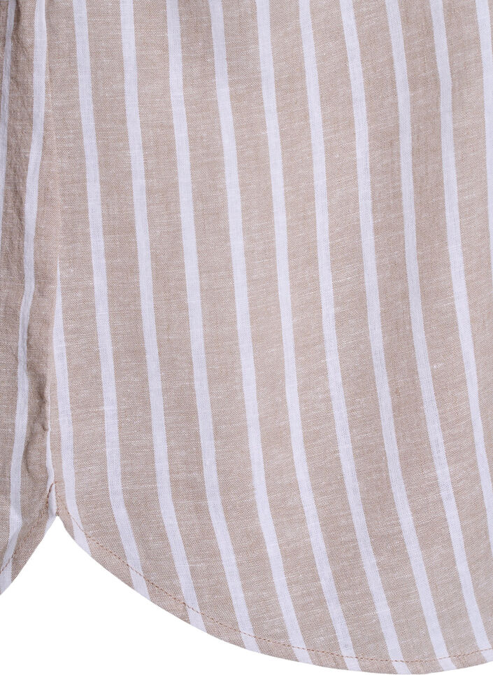 Shirt in linen and viscose with 3/4 sleeves, Beige, Packshot image number 3