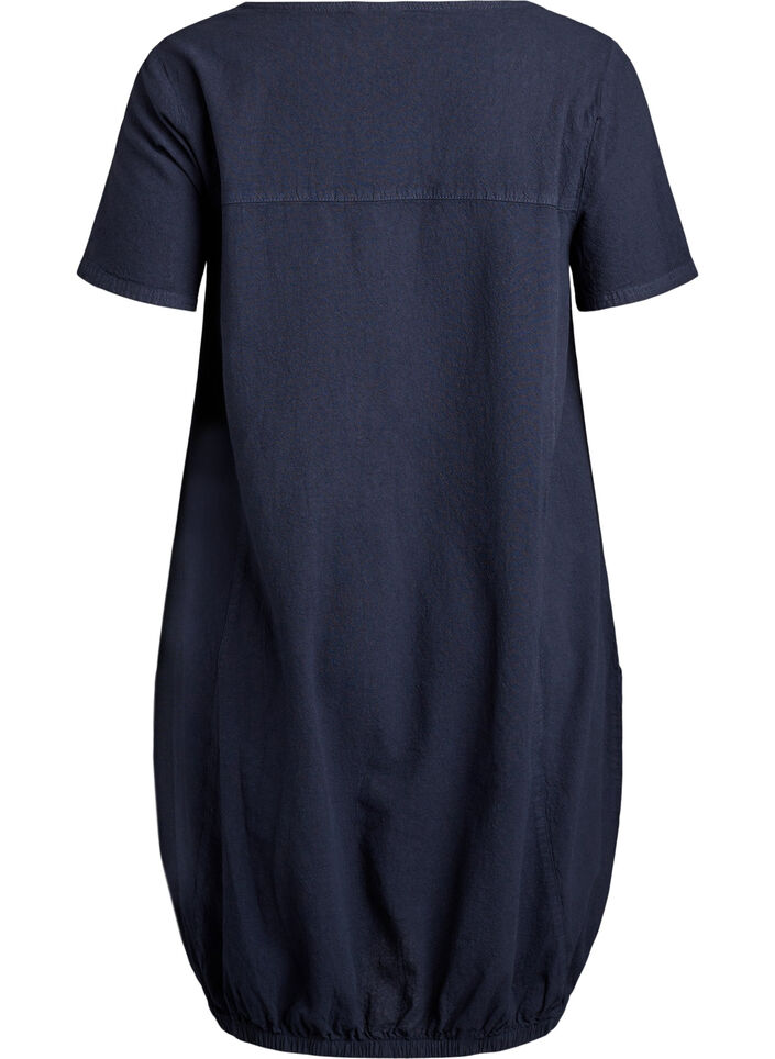 Short-sleeved cotton dress, Blue, Packshot image number 1