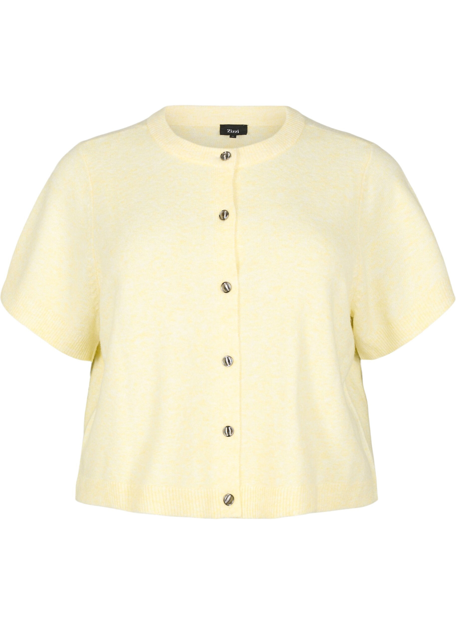 ZizzifashionKnitwear cardigan with short sleeves, Yellow, Packshot image number 0