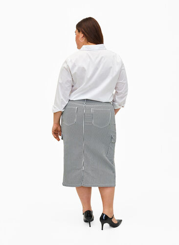 Striped pencil skirt with pockets, Black & White Stripe, Model image number 1