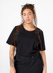 Organic cotton T-shirt with embroidery details, Black, Model image number 0