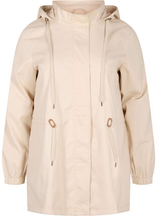 Long parka jacket with a hood and pockets, Birch, Packshot image number 0