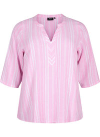 Striped blouse in linen-viscose blend