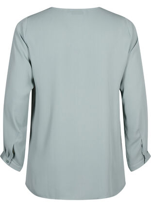 Solid colour shirt with v-neck, Chinois Green, Packshot image number 1