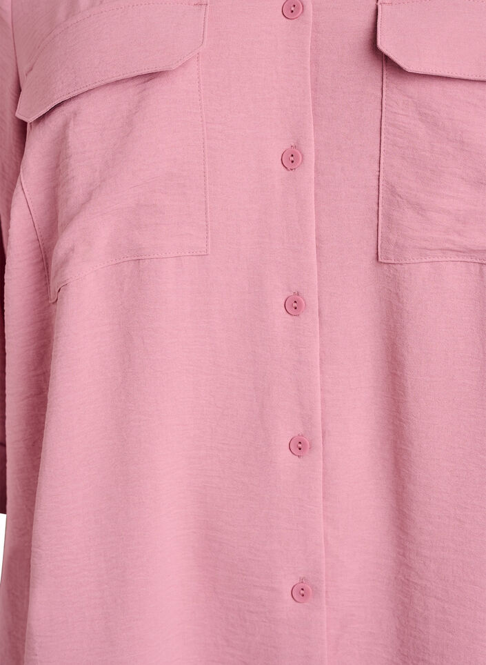 Shirt with chest pockets and 3/4 sleeves, Rose, Packshot image number 2