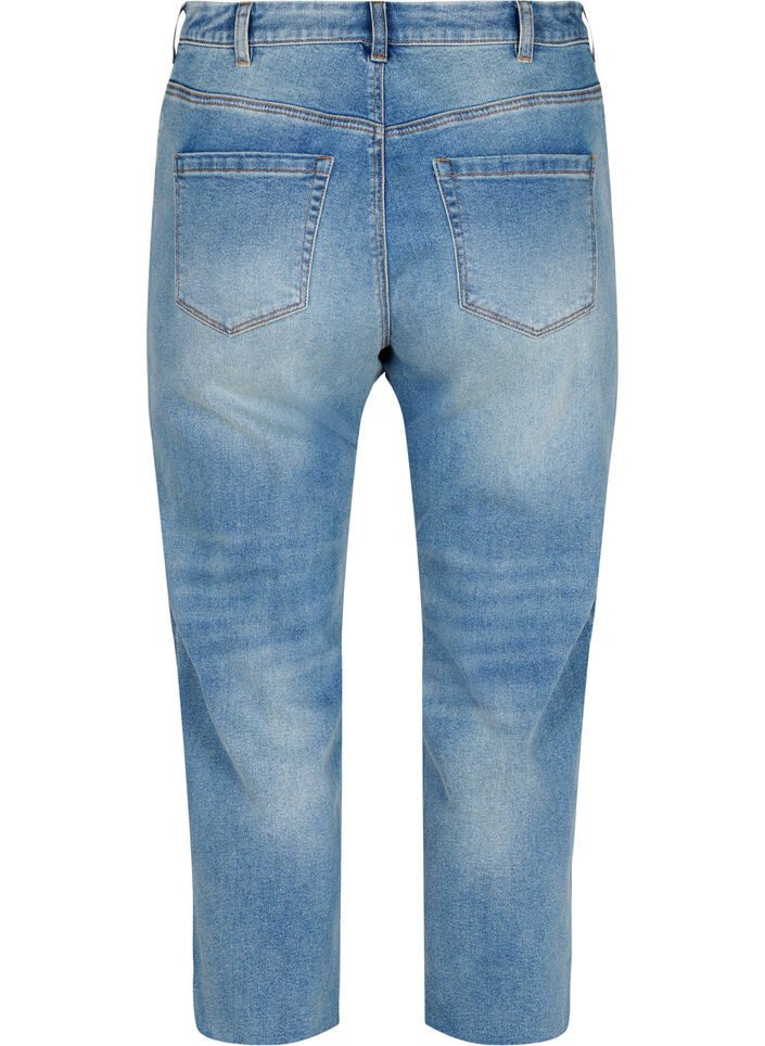 7/8 jeans with raw hems and high waist, Light Blue, Packshot image number 1