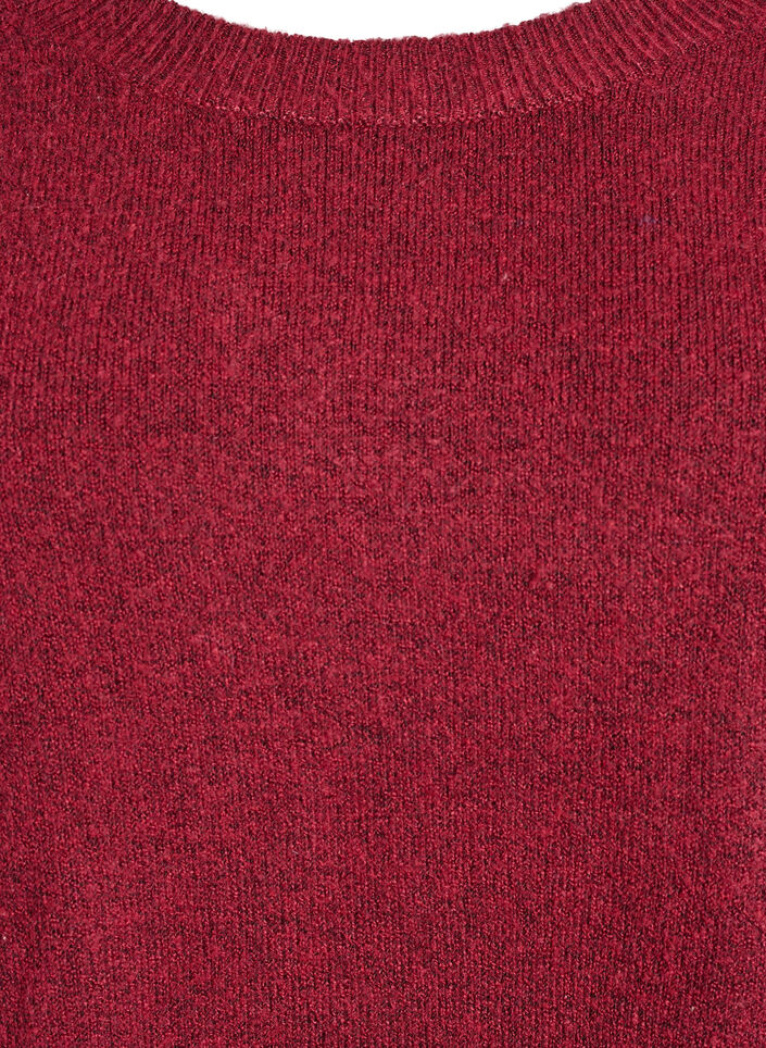 Long knitted blouse with ball buttons, Dark Bordeaux, Packshot image number 2