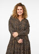 Printed viscose midi dress with long sleeves, Brown, Model image number 2