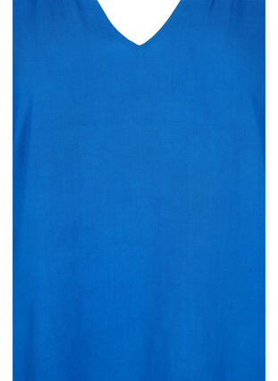 Short-sleeved viscose dress with v-neck, Classic Blue, Packshot image number 2