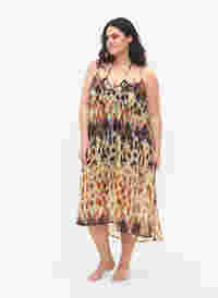 Leopard printed beach dress with straps, Abstract Leopard, Model