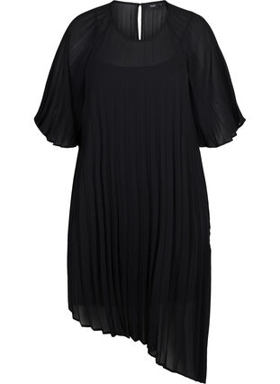 A-line dress with 2/4 sleeves, Black, Packshot image number 0