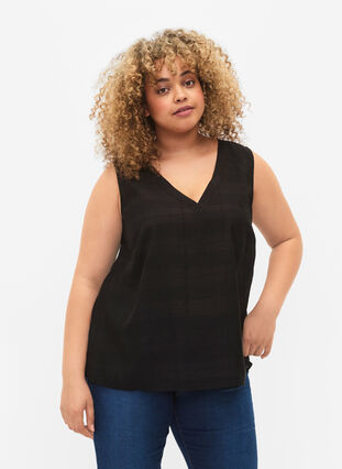 Viscose top with structure, Black, Model image number 0