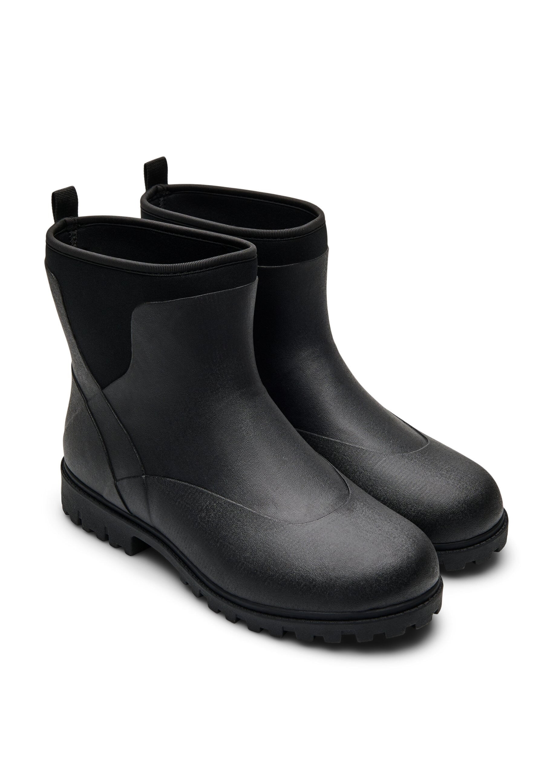 Zizzifashion Wide fit - Short wellies with elastic neoprene shaft, Black, Packshot image number 1