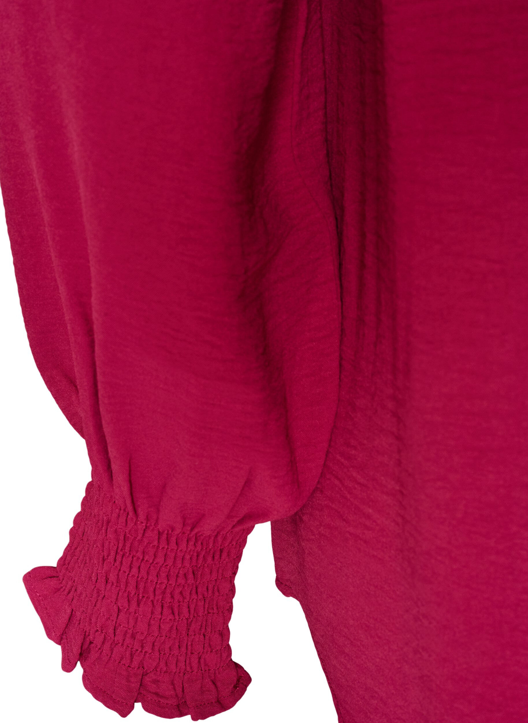 ZizzifashionBlouse with smock cuffs and V-neck, Red, Packshot image number 3