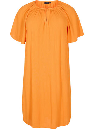 Short-sleeved viscose dress, Orange Peel, Packshot image number 0