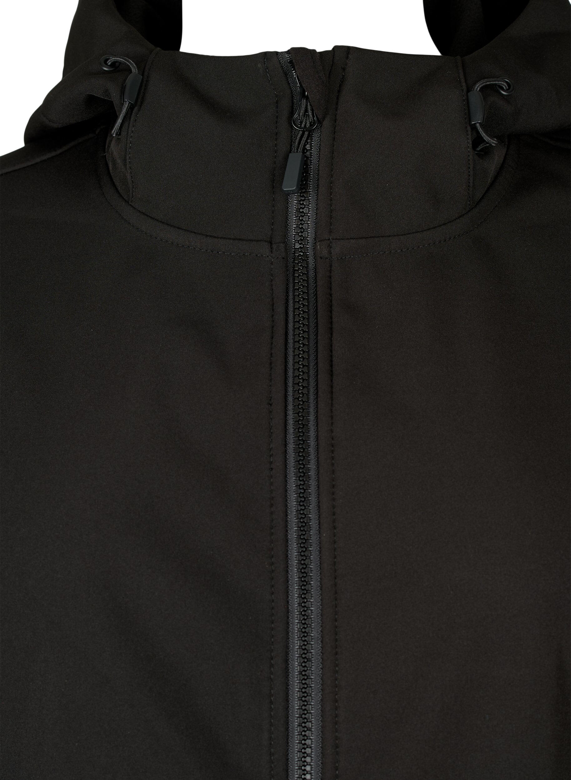 Zizzifashion Short softshell jacket with pockets, Black, Packshot image number 2