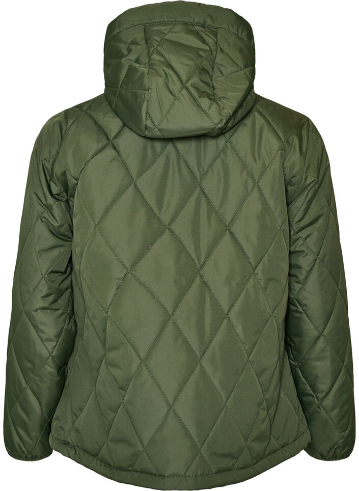 Lightly padded jacket with diamond quilt, Green, Packshot image number 1