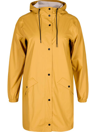 Rain jacket with hood and button fastening, Spruce Yellow, Packshot image number 0