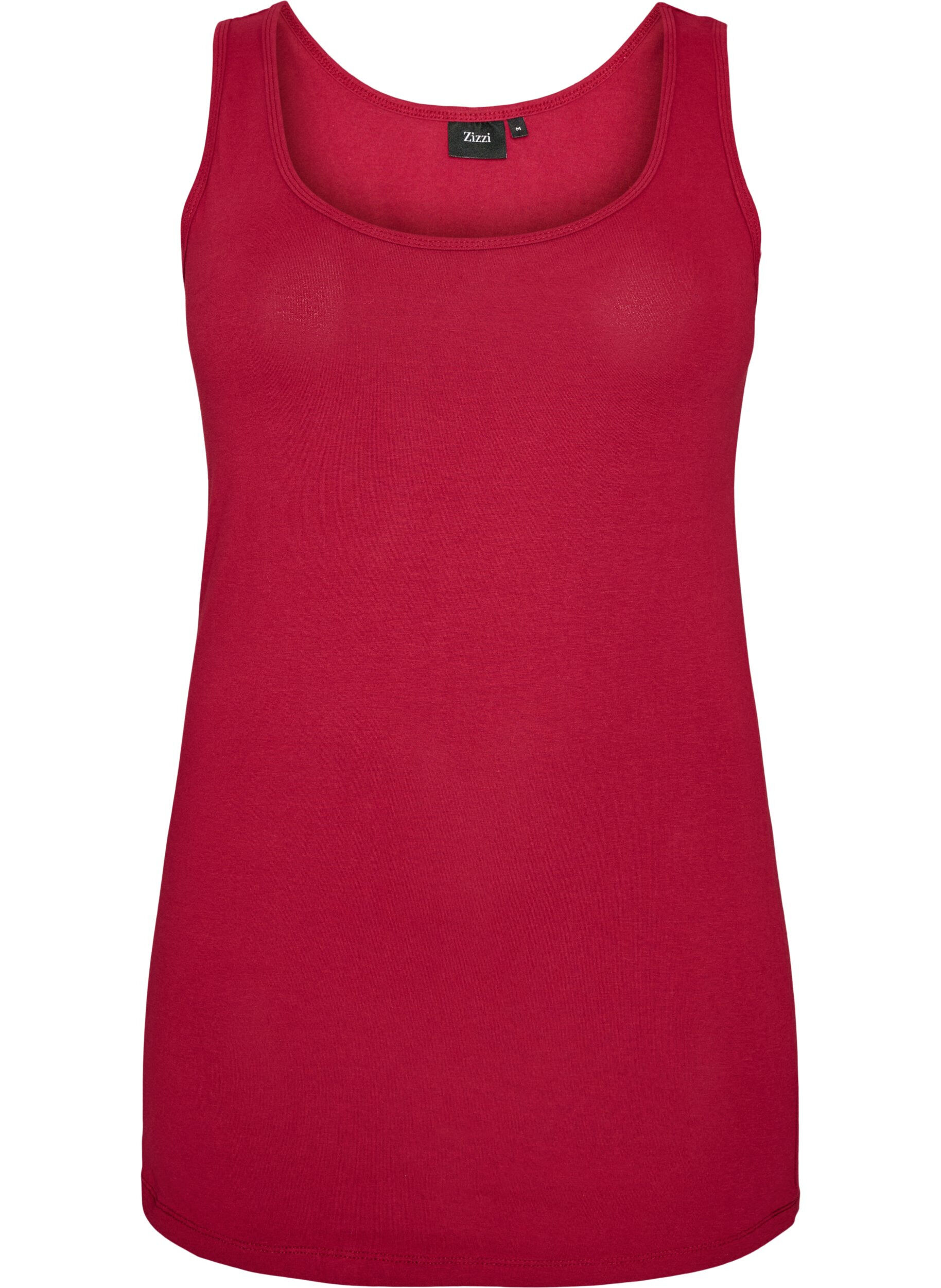 ZizzifashionSolid color basic top in cotton, Red, Packshot image number 0