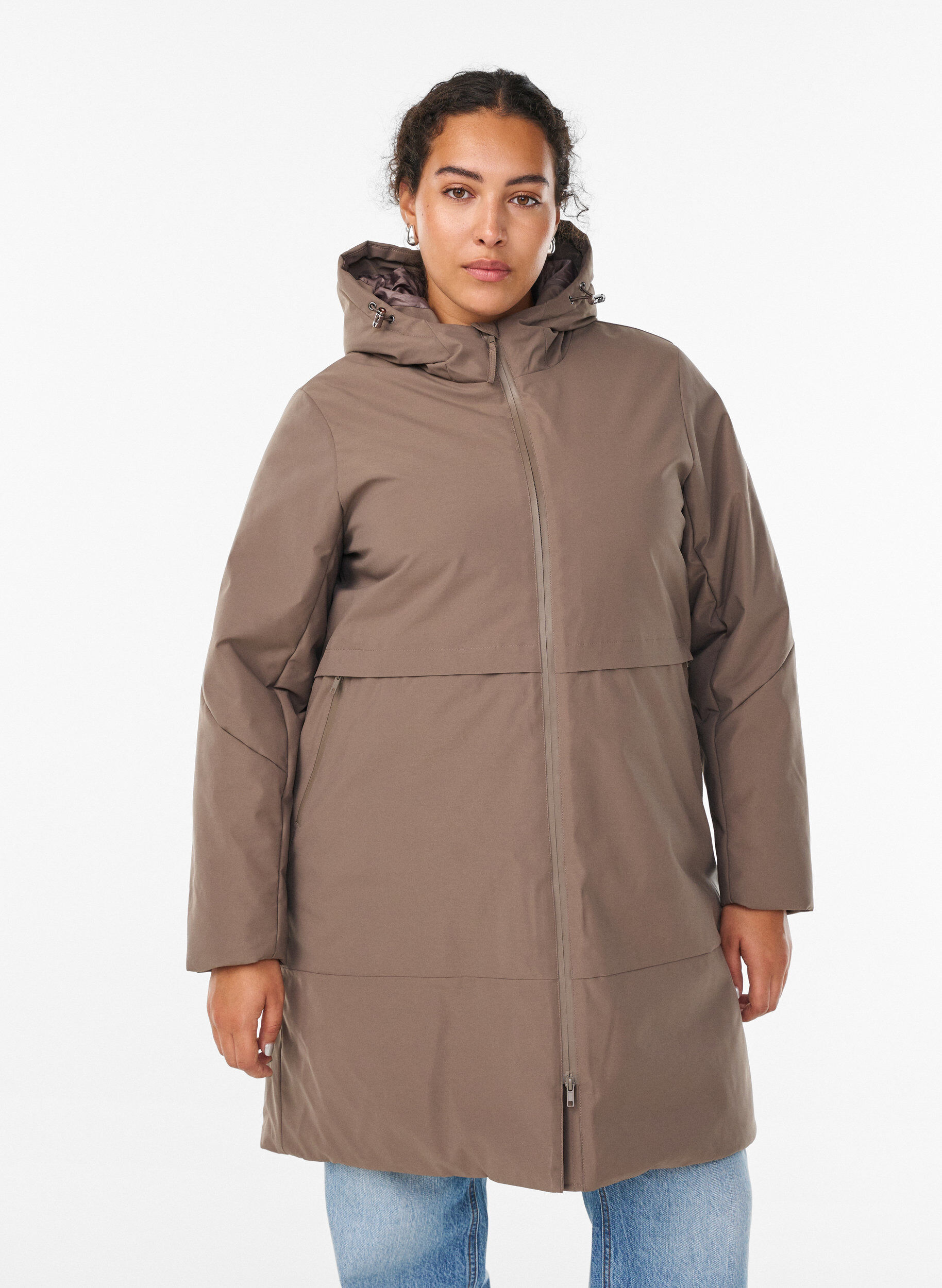 Winter jacket with adjustable waist, Brown, Model
