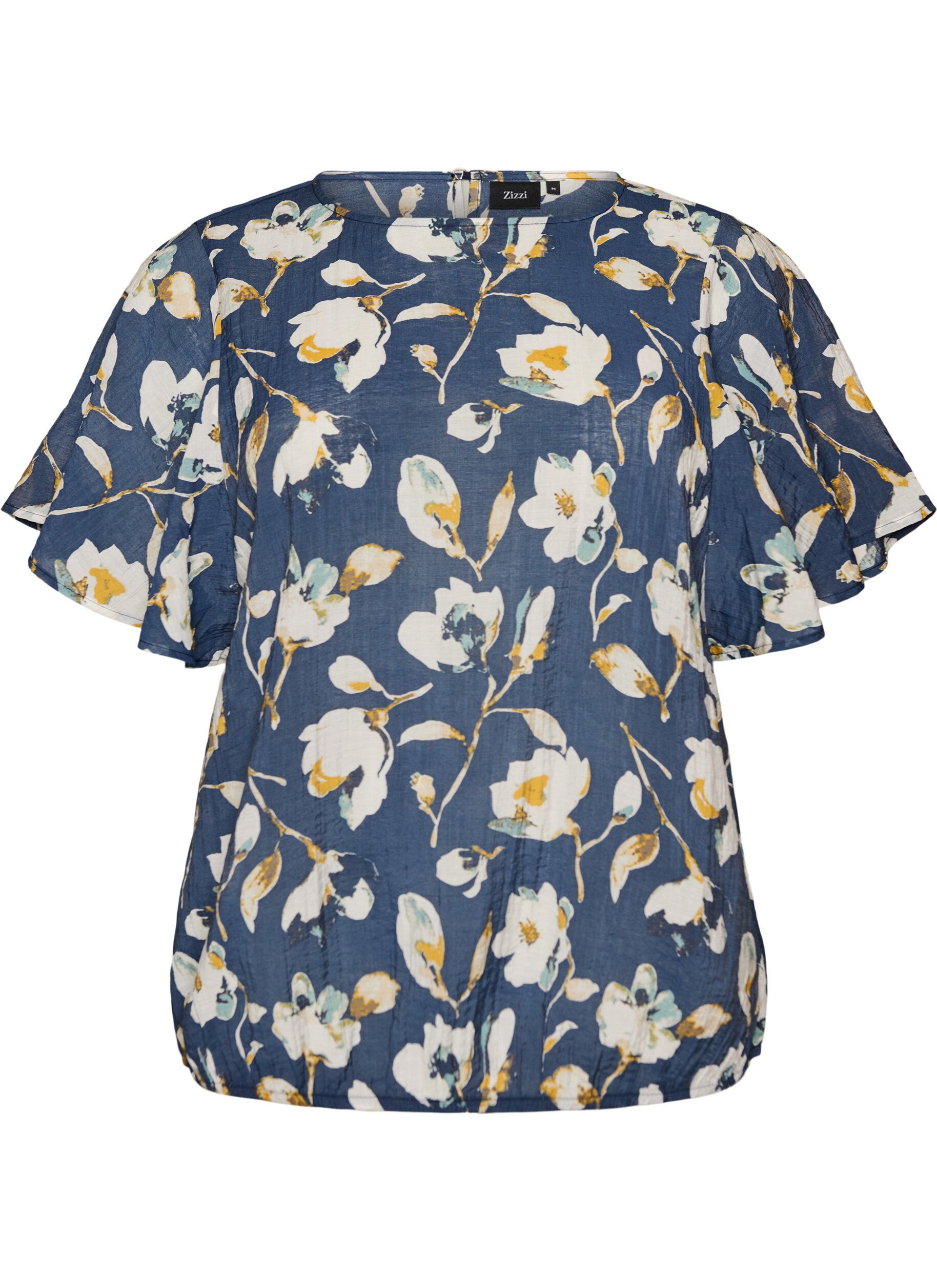ZizzifashionBlouse with balloon shape and wing sleeves, Blue, Packshot image number 0