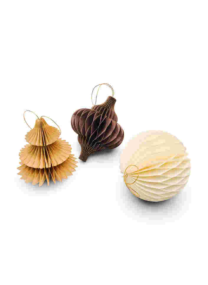 3-pack of Christmas ornaments with magnetic closure, Brown Comb/Glitter, Packshot image number 1