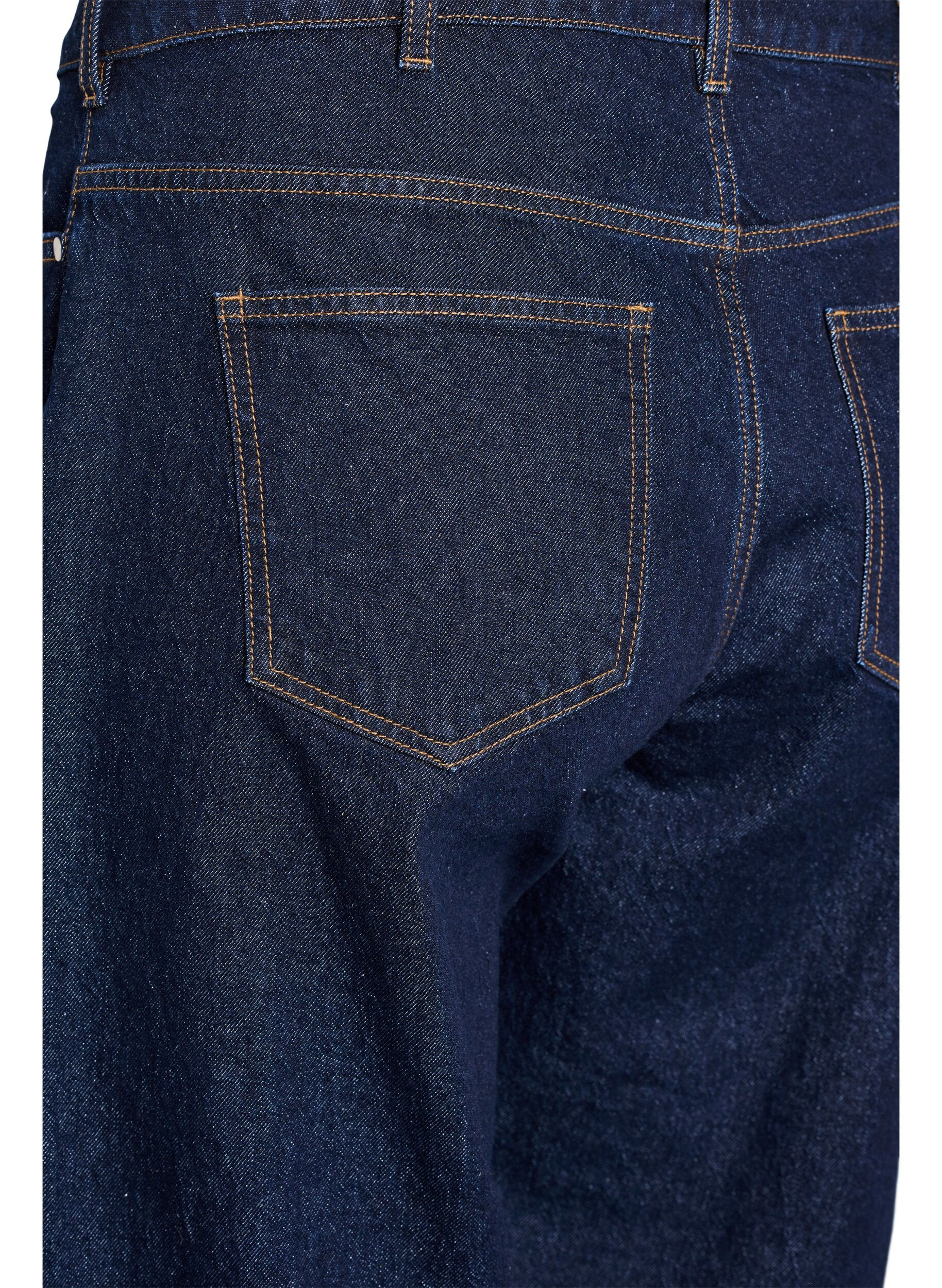 Zizzifashion Straight fit jeans with wide legs and turn-ups, Blue, Packshot image number 3