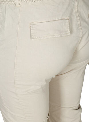 Capri trousers with a belt in cotton, Sand, Packshot image number 3
