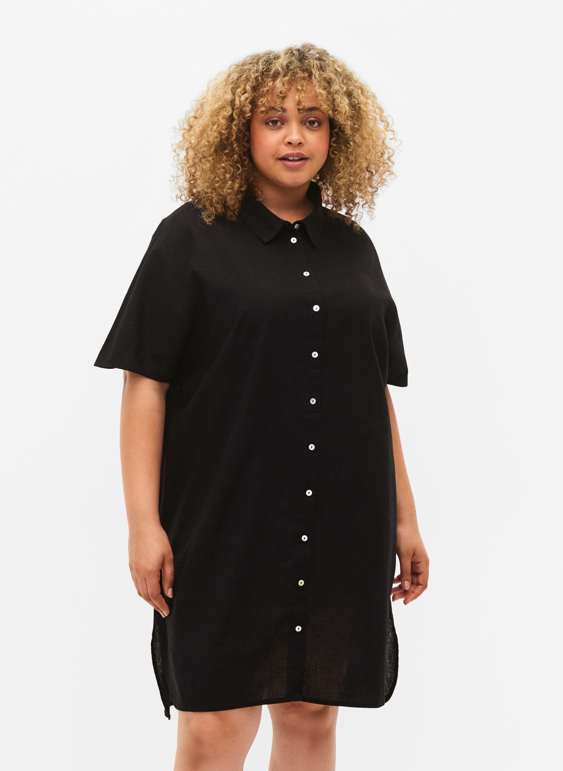 Zizzifashion Long shirt with short sleeves, Black, Model image number 0