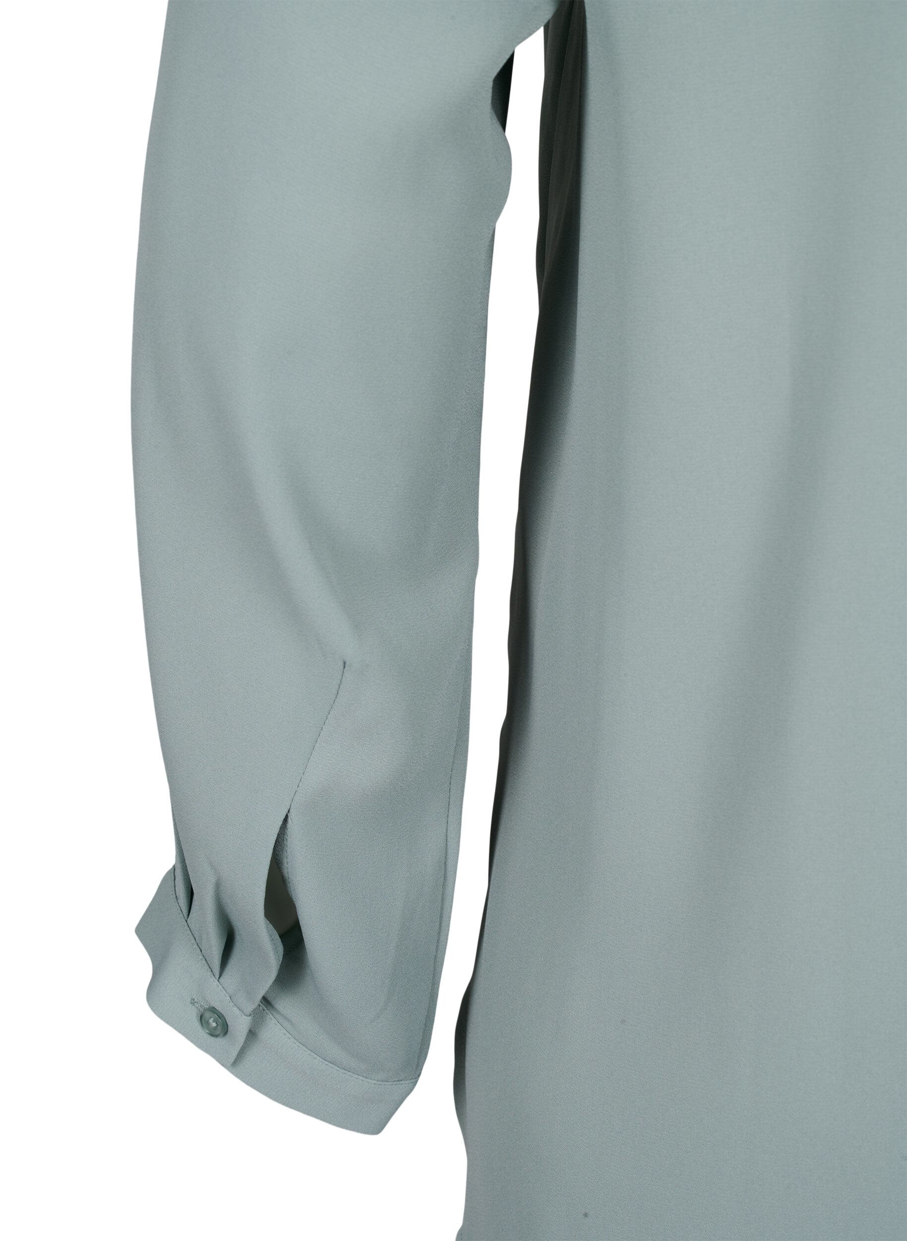 Zizzifashion Solid colour shirt with v-neck, Chinois Green, Packshot image number 4