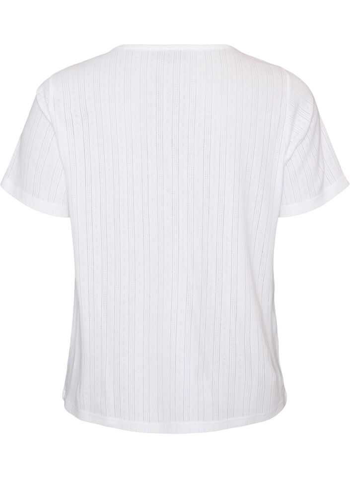 Night top in organic cotton with eyelet embroidery, White, Packshot image number 1