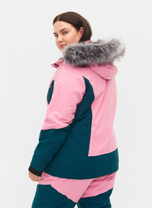 Ski jacket with detachable hood, Sea Pink Comb, Model image number 1