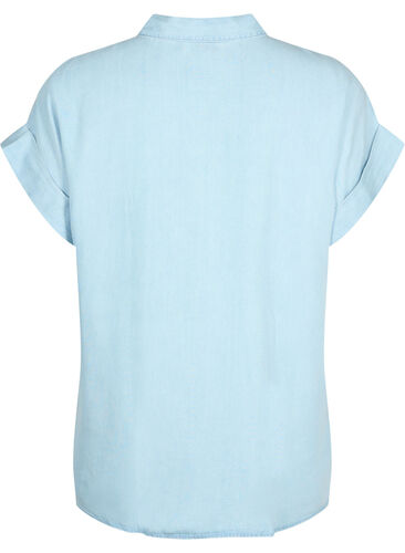 Short-sleeved shirt in lyocell (TENCEL™), Light blue denim, Packshot image number 1
